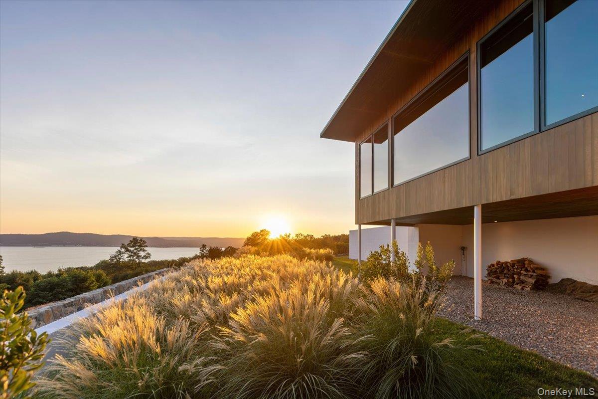 The Volner House is a mid-century modern residence with Hudson River v...