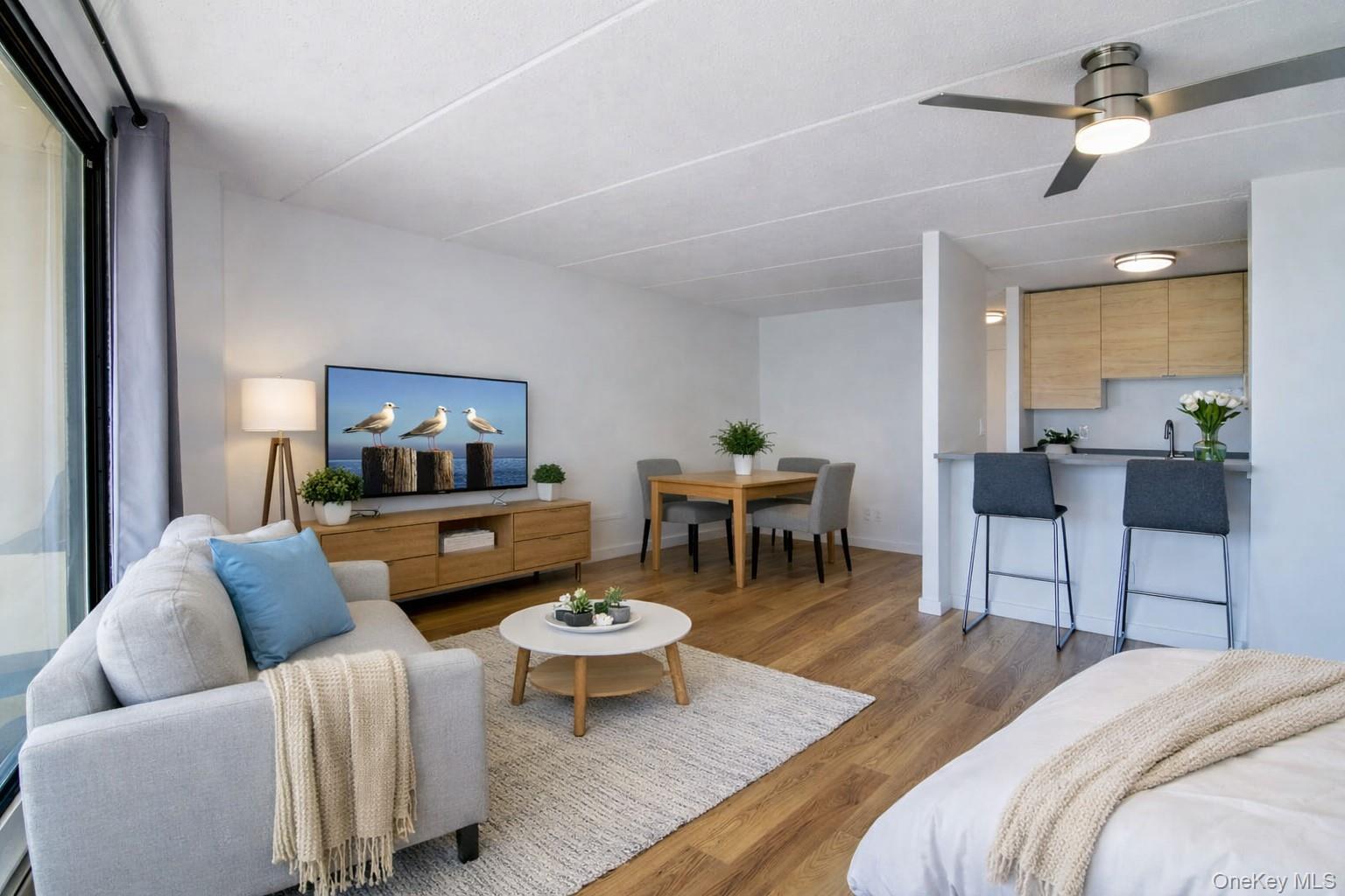 Perched above the Hudson, this light-filled studio offers uninterrupte...